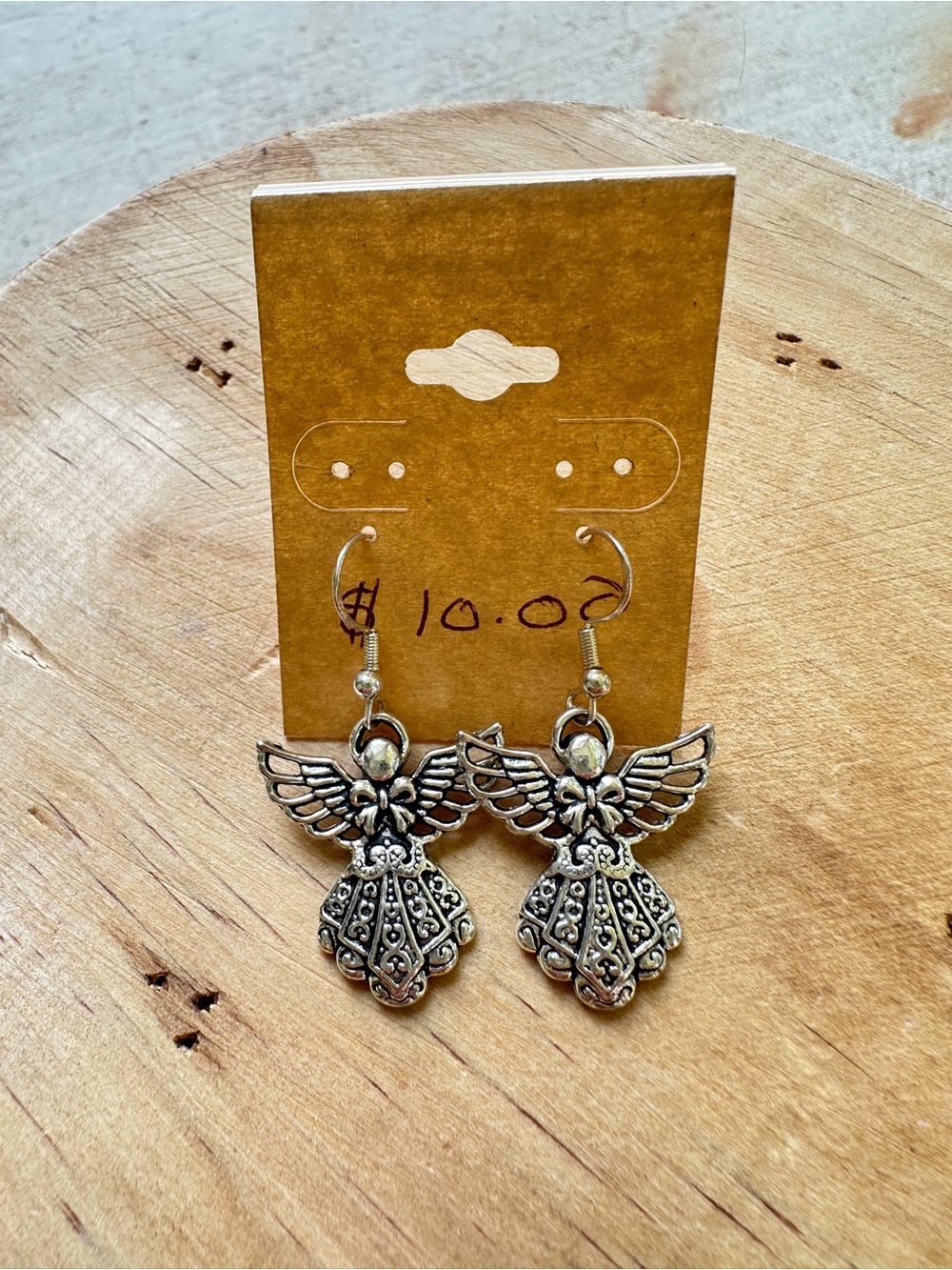 Silver Angel Drop Earrings - Decorative Winged Dangle